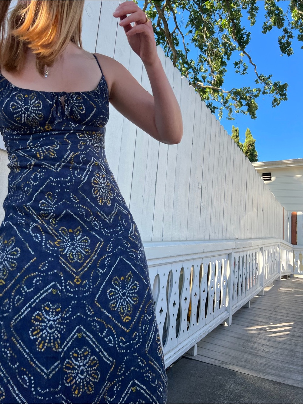 Urban Outfitters Navy Printed Midi Dress